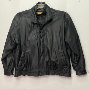 Charles Klein Men's Leather Bomber Biker Black Coat Jacket 4XT Heavy Hip Length